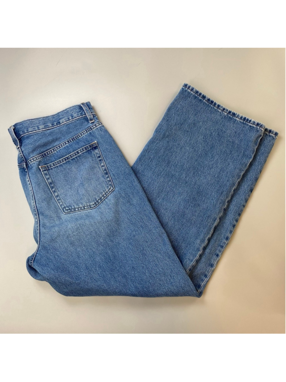 Uniqlo Jeans Blue Womens 29* Wide Straight High Rise Scandi Chic Minimalist Cute